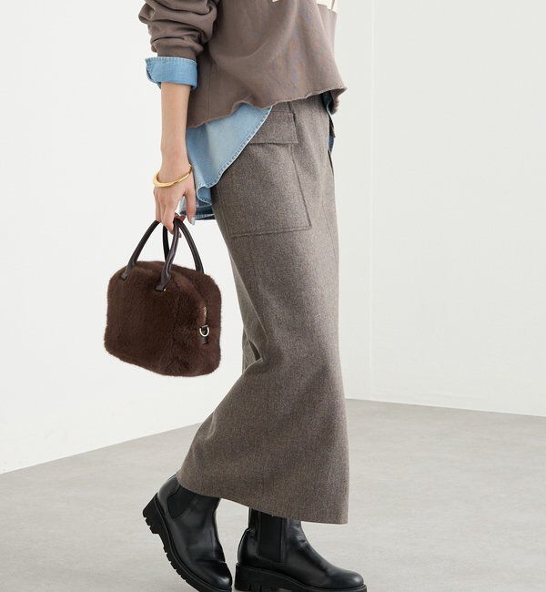  「【上品な装いに】エコツイードポケットスカート」|スカート|