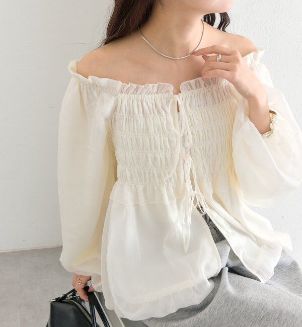  「ドットフラワーバルーンブラウス」|シャツ・ブラウス|