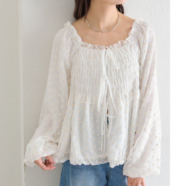  「ドットフラワーバルーンブラウス」|シャツ・ブラウス|