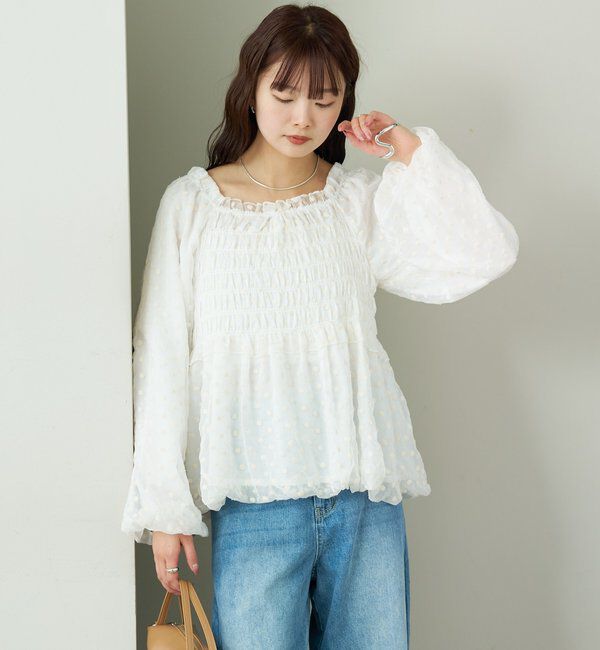  「ドットフラワーバルーンブラウス」|シャツ・ブラウス|