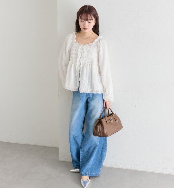  「ドットフラワーバルーンブラウス」|シャツ・ブラウス|