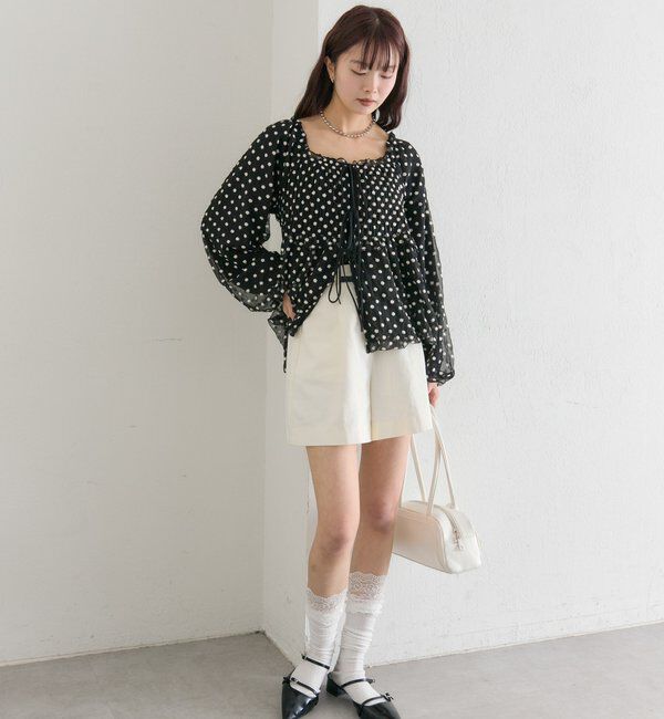  「ドットフラワーバルーンブラウス」|シャツ・ブラウス|