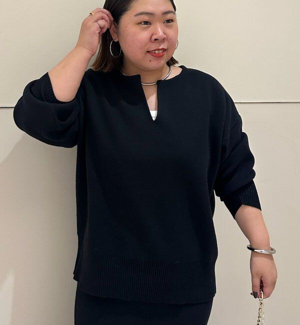  「【@_shirabe.s_コラボ】スウェットライクスキッパーニット」|ニット・セーター|