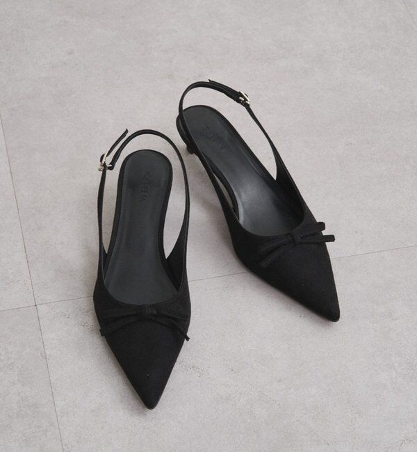  「【GALENA/ガレナ】リボンポインテッドトゥパンプス」|パンプス|ブラック