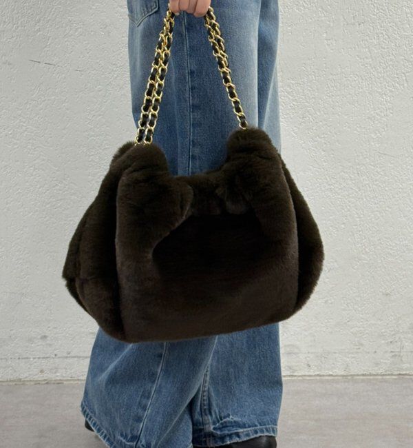  「VIOLA ELMOワイドファーチェーンBAG」|トートバッグ|ブラウン