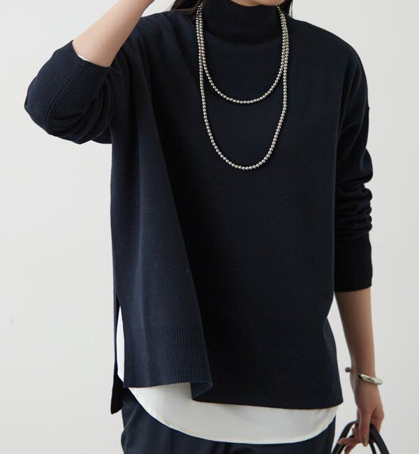  「総針ハイネックニット」|その他|ネイビー