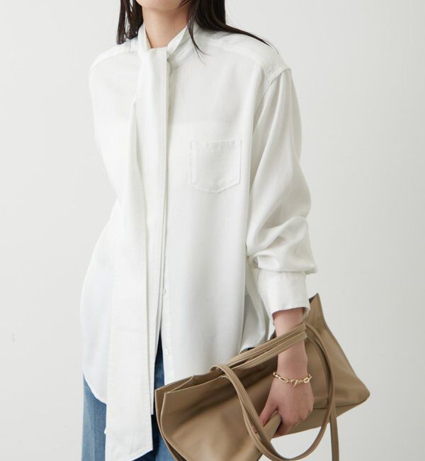  「ライトデニムボウタイブラウス」|シャツ・ブラウス|オフホワイト