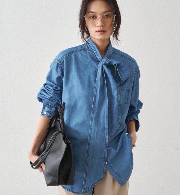 「ライトデニムボウタイブラウス」|シャツ・ブラウス|