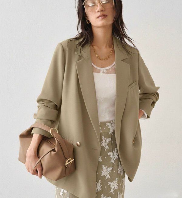  「ダブルクロスジャケット」|ベスト・ジレ|ベージュ