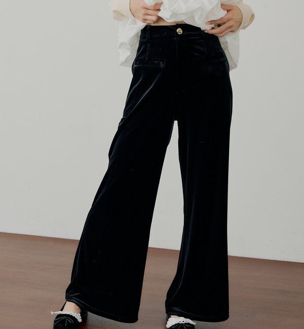  「【SALON by Chico/セットアップ対応】金釦ベロアスラックスパンツ」|チノ|