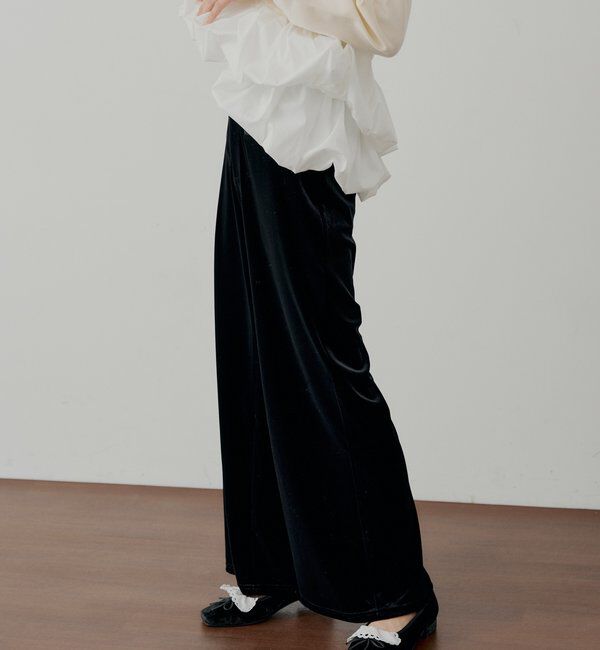  「【SALON by Chico/セットアップ対応】金釦ベロアスラックスパンツ」|チノ|