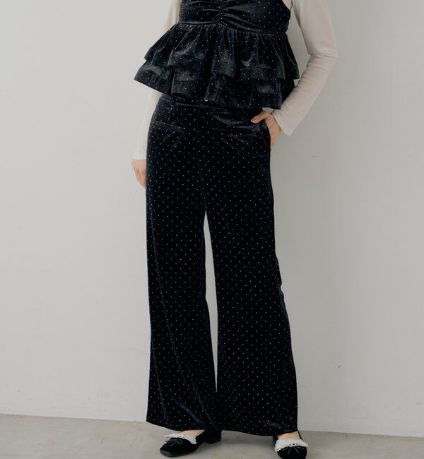  「【SALON by Chico/セットアップ対応】金釦ベロアスラックスパンツ」|チノ|