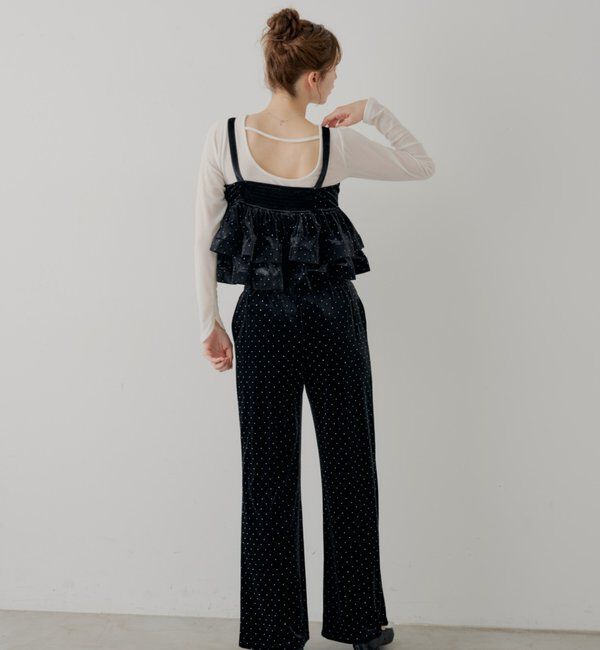  「【SALON by Chico/セットアップ対応】金釦ベロアスラックスパンツ」|チノ|