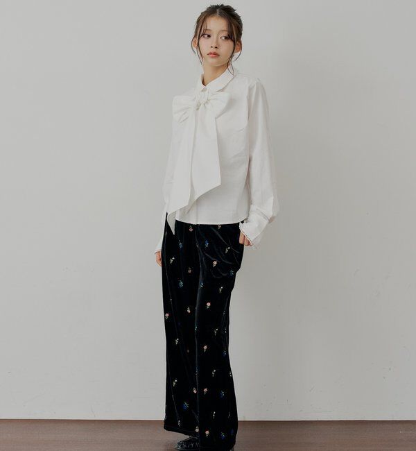  「【SALON by Chico/セットアップ対応】金釦ベロアスラックスパンツ」|チノ|