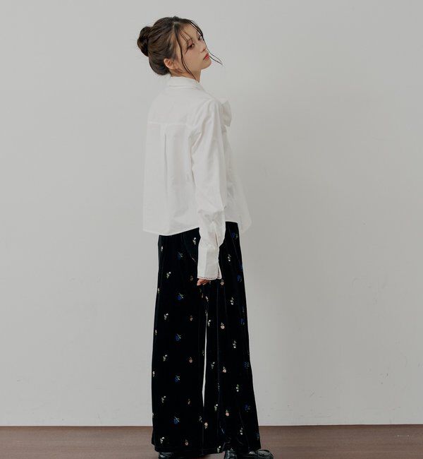  「【SALON by Chico/セットアップ対応】金釦ベロアスラックスパンツ」|チノ|