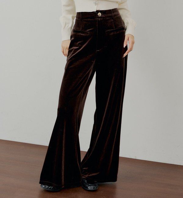  「【SALON by Chico/セットアップ対応】金釦ベロアスラックスパンツ」|チノ|