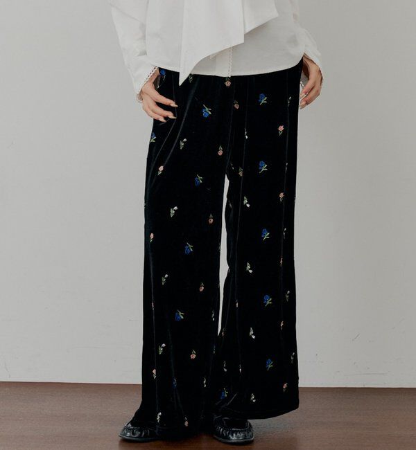  「【SALON by Chico/セットアップ対応】金釦ベロアスラックスパンツ」|チノ|ブラックその他2