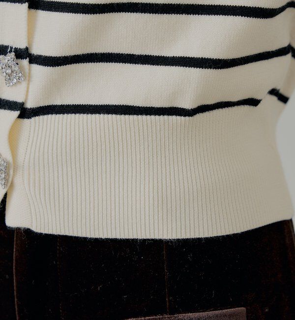  「【SALON by Chico】ビジューボタンパワショルデザインカーディガン」|カーディガン|