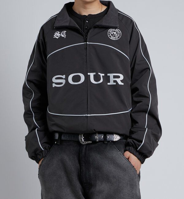  「【Sourcream】裏フリースサッカーブルゾン」|ブルゾン・スタジャン|チャコールグレー