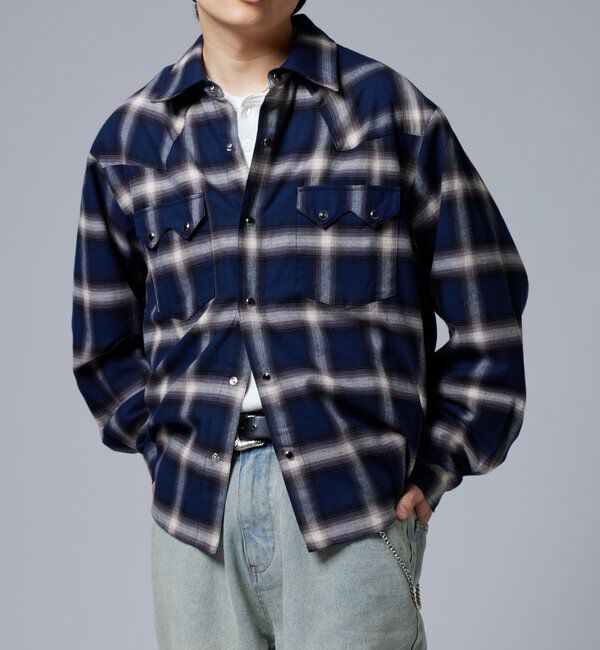 「【Sourcream】ウエスタンオンブレチェックシャツ」|シャツ・ブラウス|