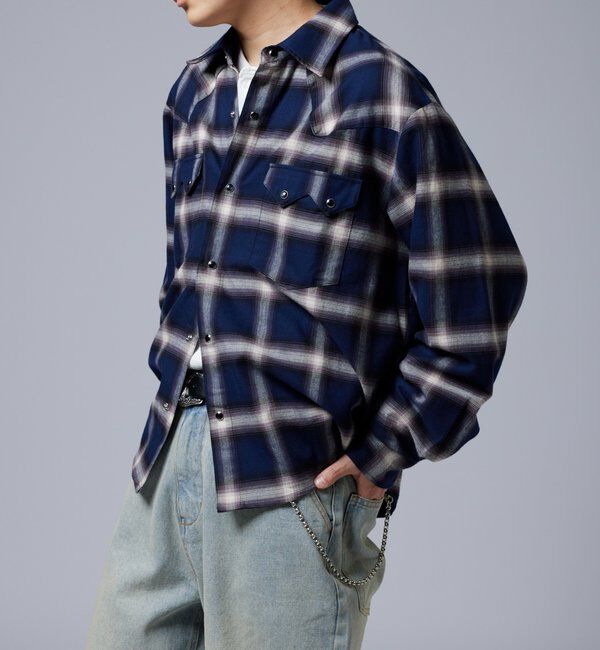  「【Sourcream】ウエスタンオンブレチェックシャツ」|シャツ・ブラウス|