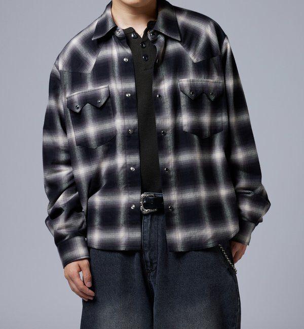  「【Sourcream】ウエスタンオンブレチェックシャツ」|シャツ・ブラウス|
