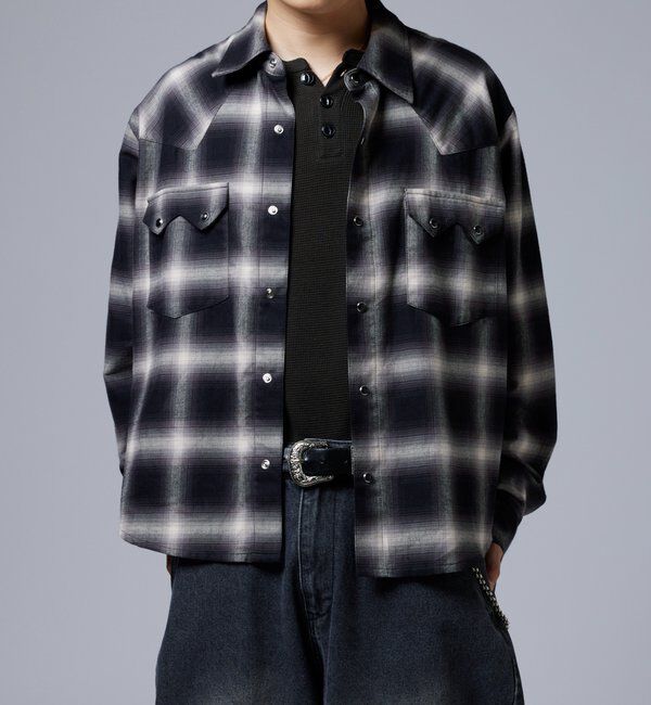  「【Sourcream】ウエスタンオンブレチェックシャツ」|シャツ・ブラウス|