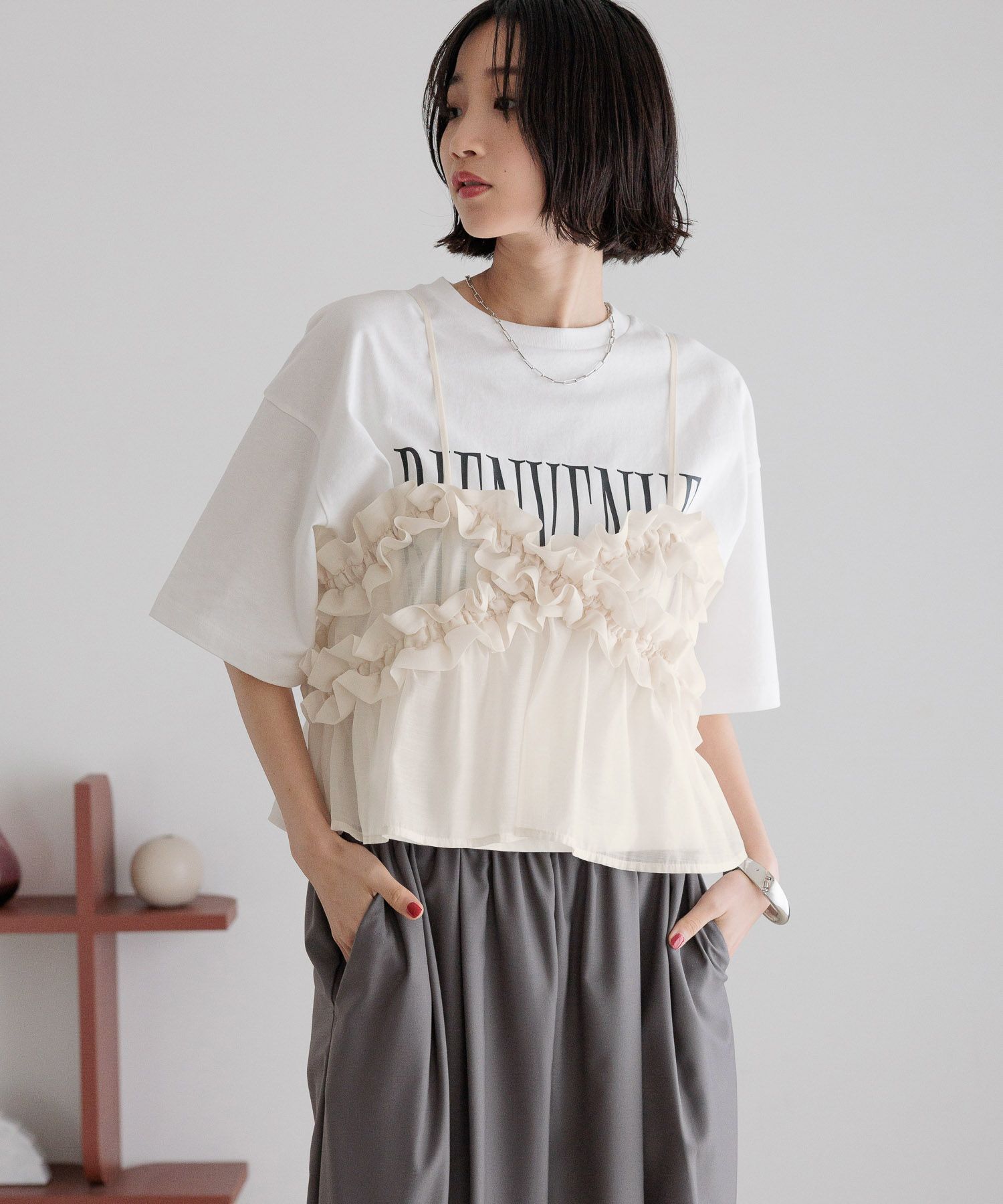 LOWRYS FARM「フリルビスチェ」|シャツ・ブラウス|