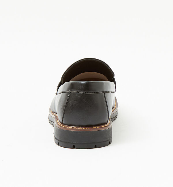 ABAHOUSE「ブラックレザー タンクソールシリーズ【コインローファー  /   ビットローファ」|ローファー|