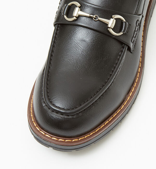 ABAHOUSE「ブラックレザー タンクソールシリーズ【コインローファー  /   ビットローファ」|ローファー|