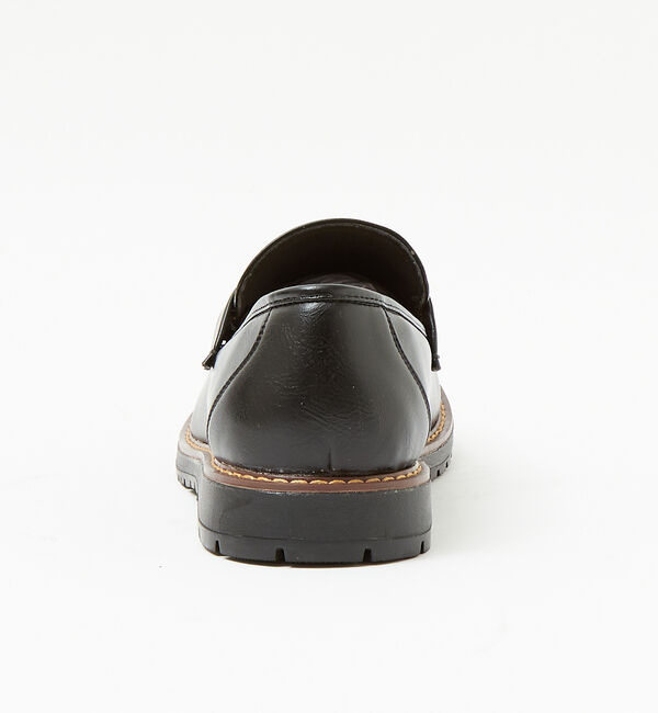 ABAHOUSE「ブラックレザー タンクソールシリーズ【コインローファー  /   ビットローファ」|ローファー|