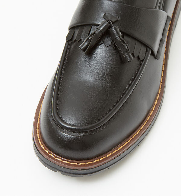 ABAHOUSE「ブラックレザー タンクソールシリーズ【コインローファー  /   ビットローファ」|ローファー|