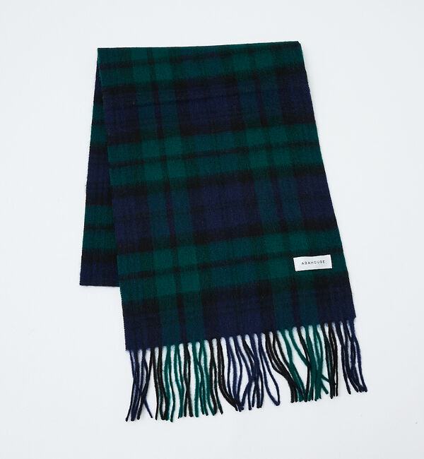 ABAHOUSE「ウール&times;カシミヤ　チェック マフラー / ON・OFF兼用」|マフラー|ネイビー