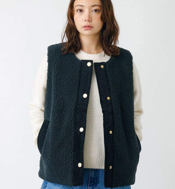 Rouge vif「【BARBOUR/バブアー】DULSIE LINER / ボアベスト / WEB」|ベスト・ジレ|ブラック