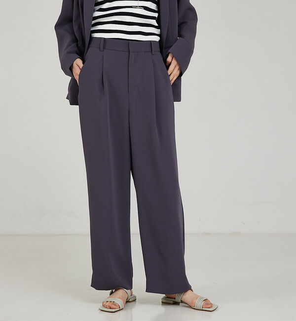 qualite「【セットアップ対応】マットサテンストレートパンツ」|その他|チャコールグレー