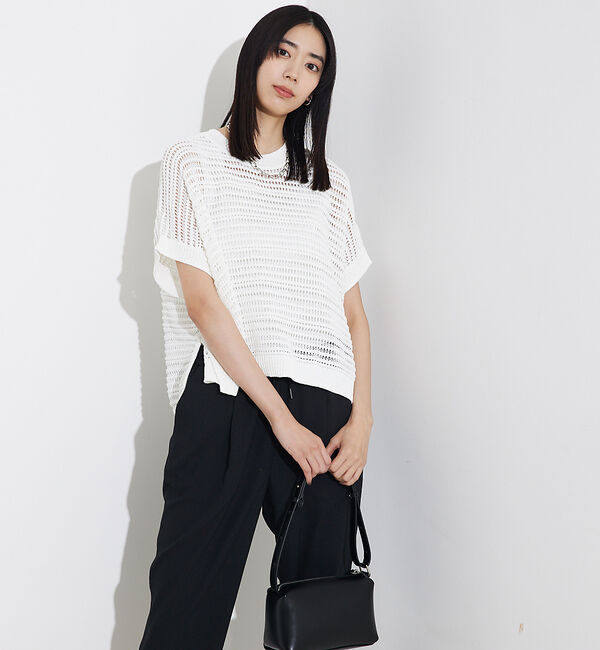 qualite「透かしガータースクエアニット」|Tシャツ・カットソー|