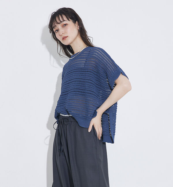 qualite「透かしガータースクエアニット」|Tシャツ・カットソー|