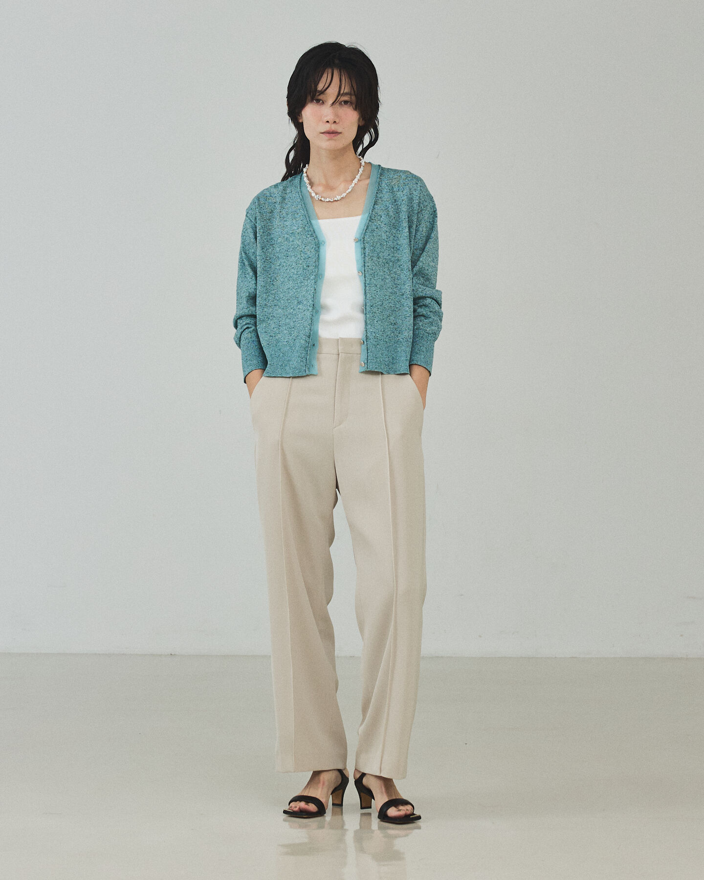 qualite「シアーミックスカーディガン」|カーディガン|