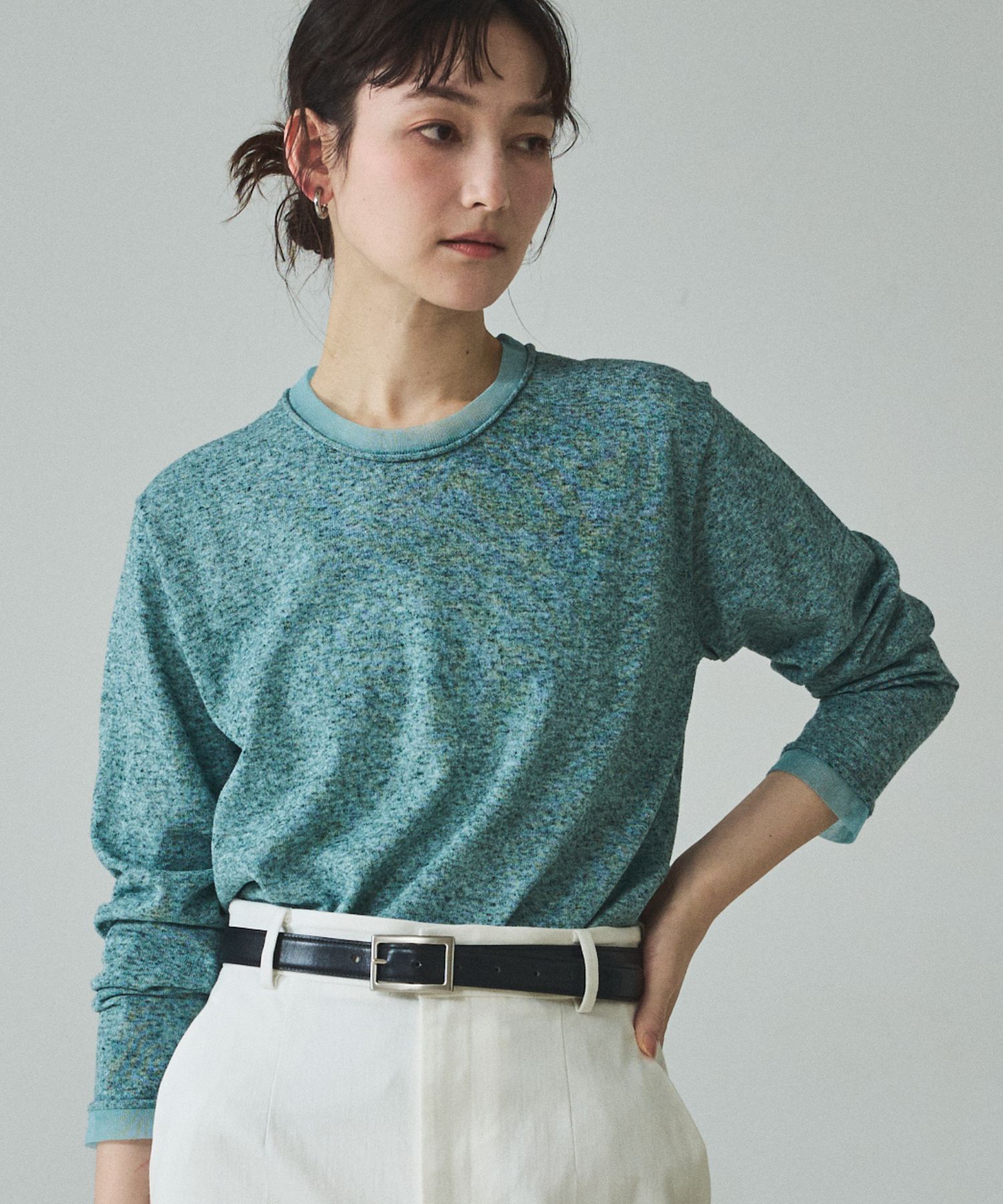 qualite「シアーミックスニットプルオーバー」|Tシャツ・カットソー|グリーン