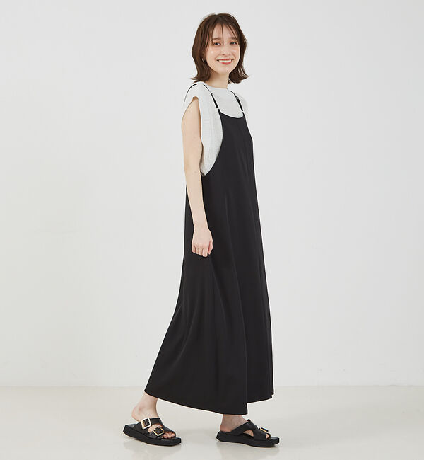 abahouse mavie「【大人のいちまんワンピ】クールタッチサテンキャミジャンスカ」|ジャンパースカート|