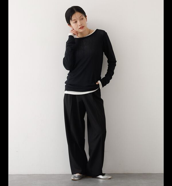 abahouse mavie「【後ろウエストゴム】タックワイドスラックス　m_01/シーズンレス/メンズライク」|その他|