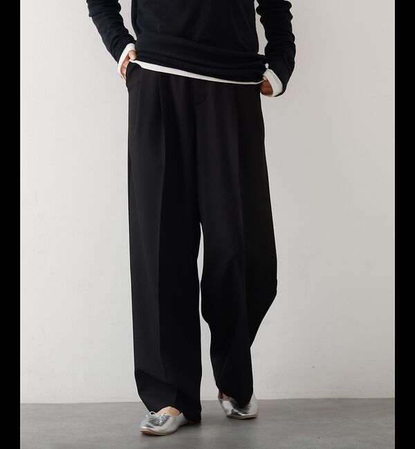 abahouse mavie「【後ろウエストゴム】タックワイドスラックス　m_01/シーズンレス/メンズライク」|その他|