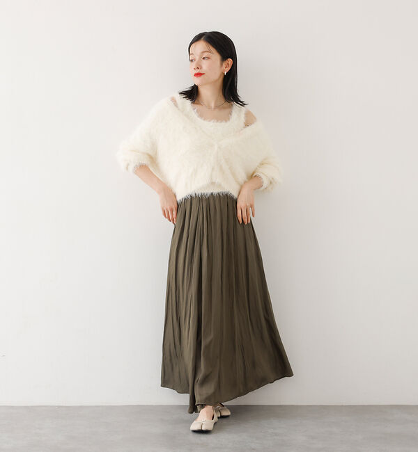 abahouse mavie「ヴィンテージサテンギャザースカート」|スカート|