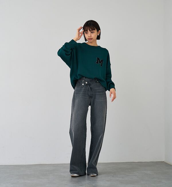 abahouse mavie「スウェットライク刺繍ニット」|ニット・セーター|