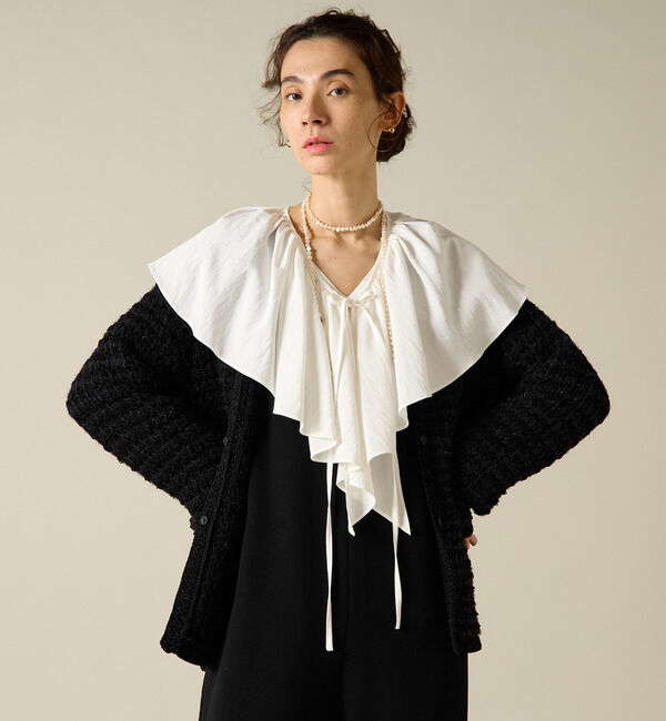 Liesse「モールヤーンニットジャケット」|カーディガン|ブラック