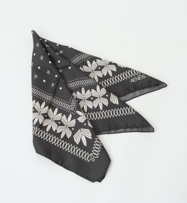 A_「【AENEIS（エネス）】シルクスカーフ68」|ストール|ダークグレー