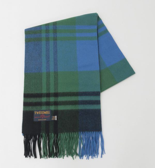 SOFFITTO「【TWEED MILL/ツイードミル】ラムウールチェック大判ストール」|ストール|グリーン系その他