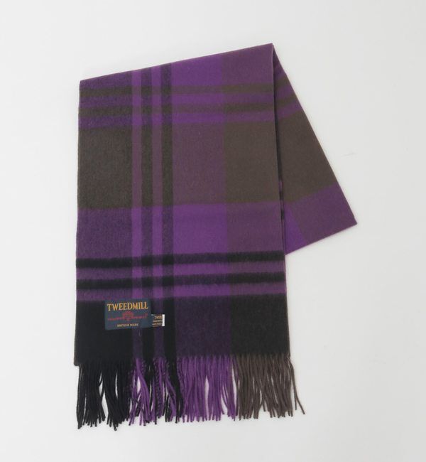 SOFFITTO「【TWEED MILL/ツイードミル】ラムウールチェック大判ストール」|ストール|パープル系その他