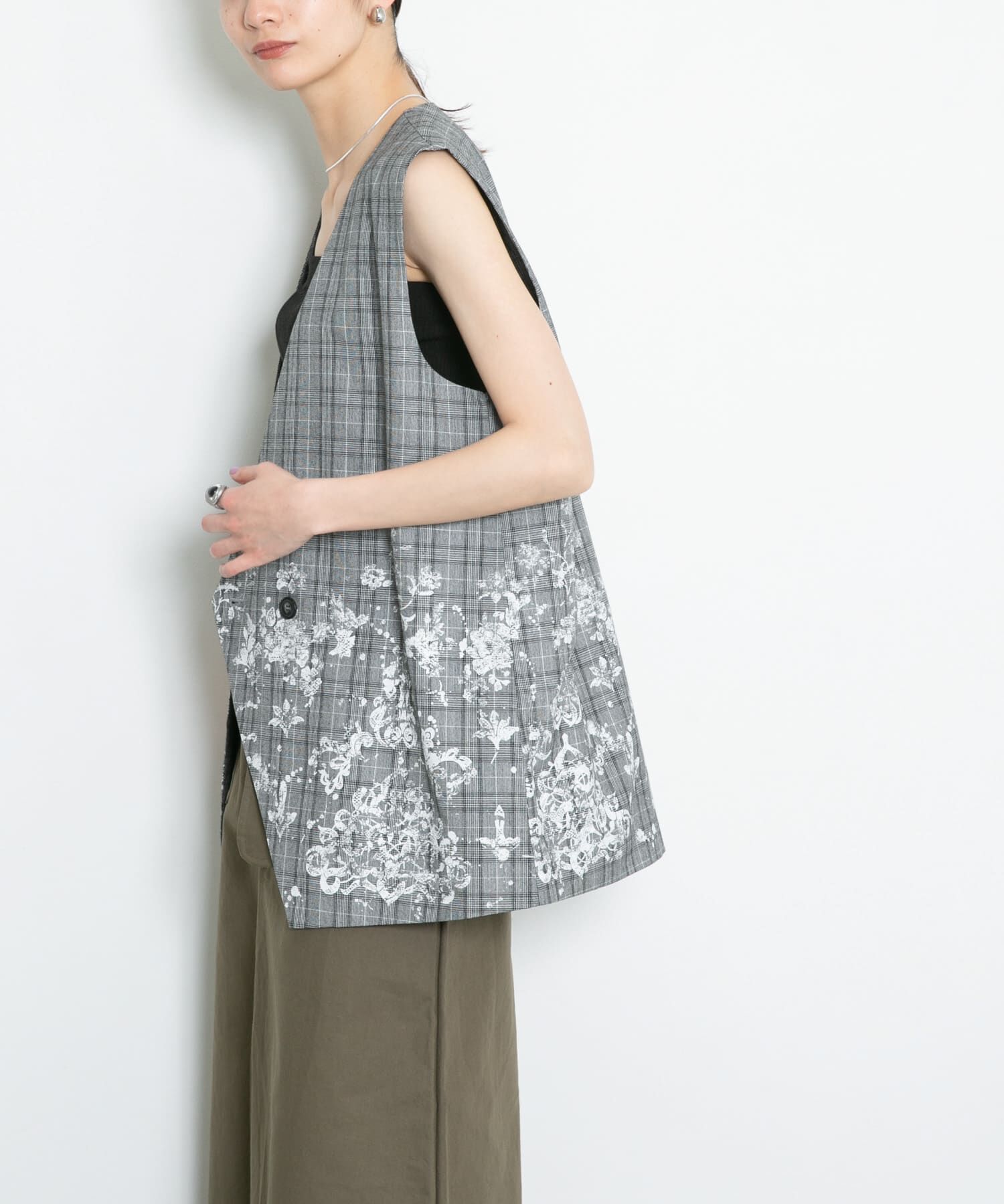  「レースプリントチェックベスト」|ベスト・ジレ|