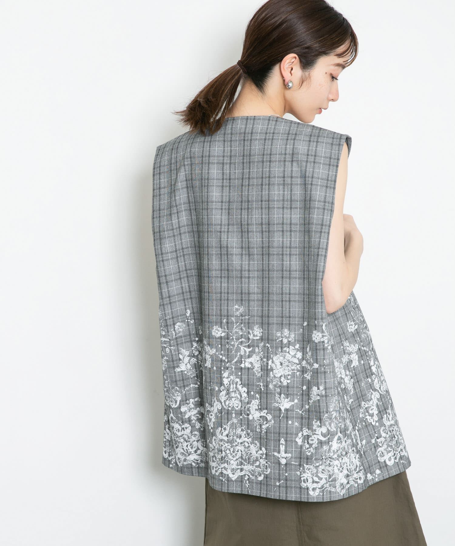  「レースプリントチェックベスト」|ベスト・ジレ|